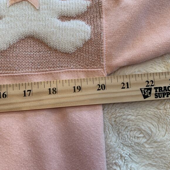 VTG 80s Fashion Force Pink Mock Turtle Neck Sweatshirt White Bears Bows Size S - Picture 8 of 10
